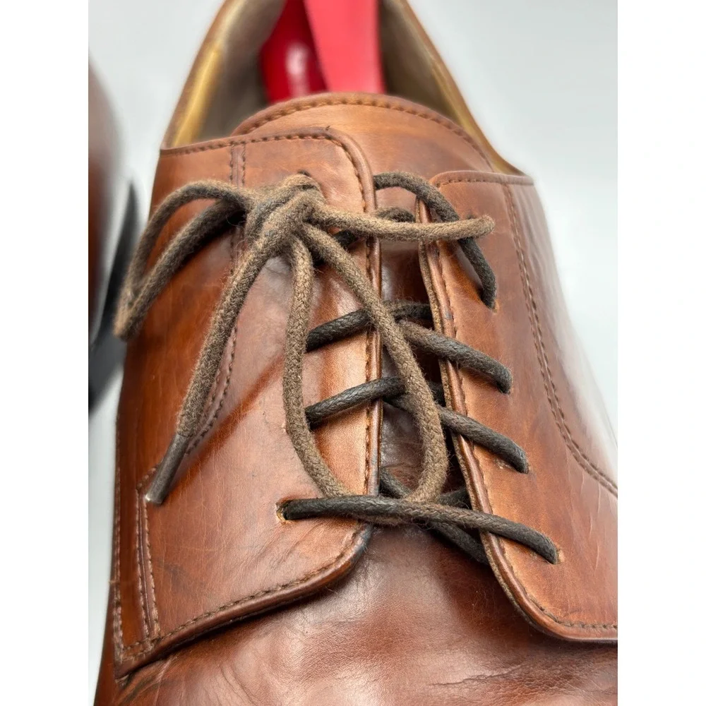 J. Murphy by Johnston & Murphy Men's 12 Brown Leather Cap Toe Derby Dress Shoes